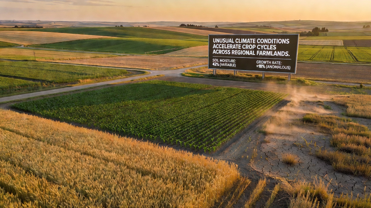 Close-up of maturing crops showing accelerated development due to climate shifts